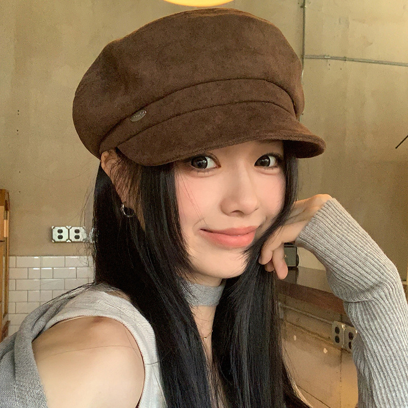 英伦风贝雷帽女2025新款文艺复古大头围八角帽显脸小画家报童帽子|undefined