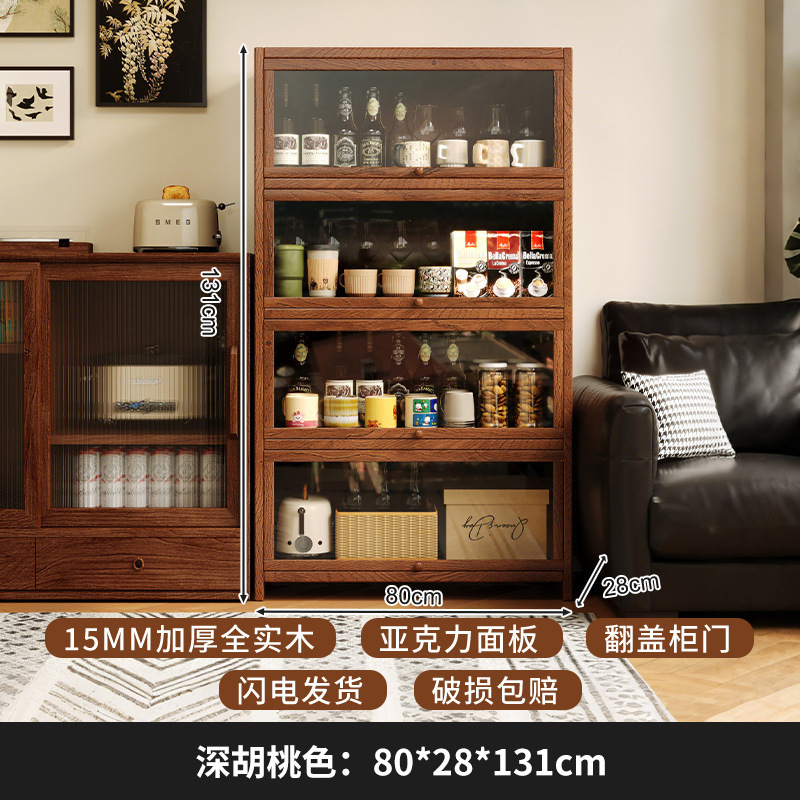 Portavasos de madera de estilo medio, mesa de comedor, estante de almacenamiento de tazas, taza de café, taza de agua, taza de té, armario de almacenamiento a prueba de polvo