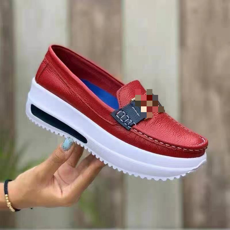 Foreign Trade Independent Station Autumn 2021 Thick Bottom Round Head Solid Color Women's 40-43PU Shallow Women's Flat Shoes