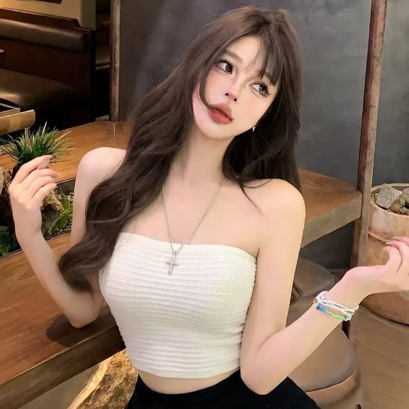 2026 Summer Pure Desire Sexy Tube Top Knitted Vest with a Slim-Fit Design, Flattering and Versatile Top for Trendy Girls