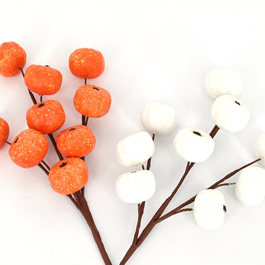 Ramillete de calabaza simulada de tres puntas y nueve cabezas, accesorios de diseño de escena para fiesta de Halloween, disfraz de vacaciones, calabaza de Halloween