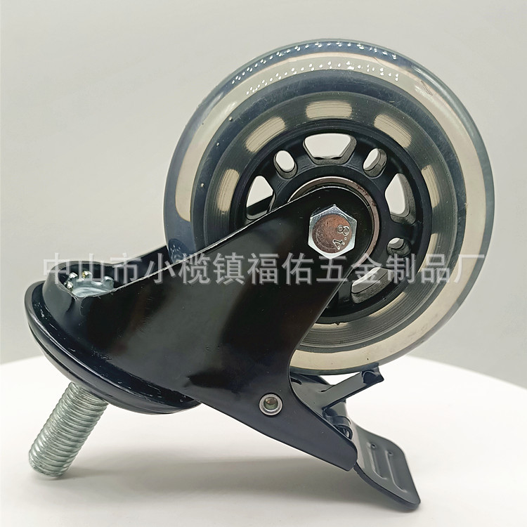 跨境热卖聚氨酯PU家具轮3寸静音透明轮水晶灌注脚轮2寸2.5寸单轮