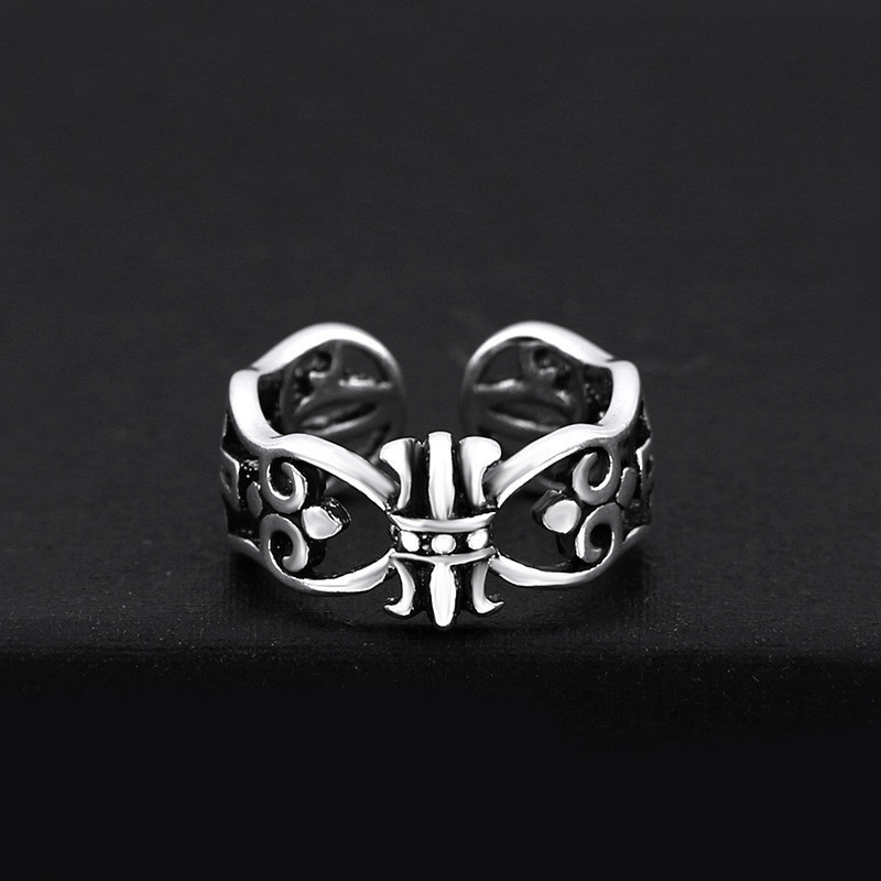 Punk retro apenado flor en forma de serpiente anillo de la estrella personalidad de alto sentido plata tailandesa Hipster anillo de entrega de una sola pieza femenina