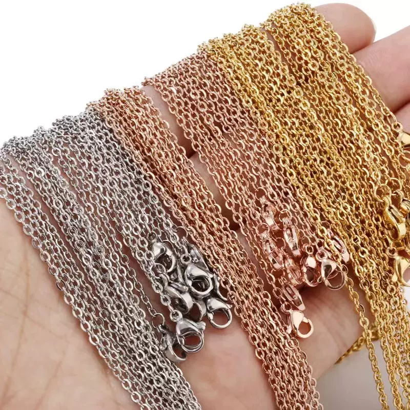 厂家批发扁O字链十字链吊链不锈钢链子吊坠项链链条配件植物花卉