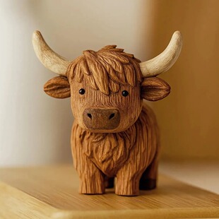 �羳��ƷHand-Carved Highland Cow Statue�ֹ���̵ĸߵ�ţ����