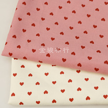 6mm小爱心印花全棉灯芯绒服装面料 女童装背带裙上衣磨毛坑条布
