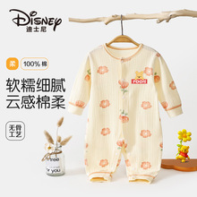 迪士尼婴儿连体衣加绒加厚哈衣男女宝宝秋冬外出爬服一件代发