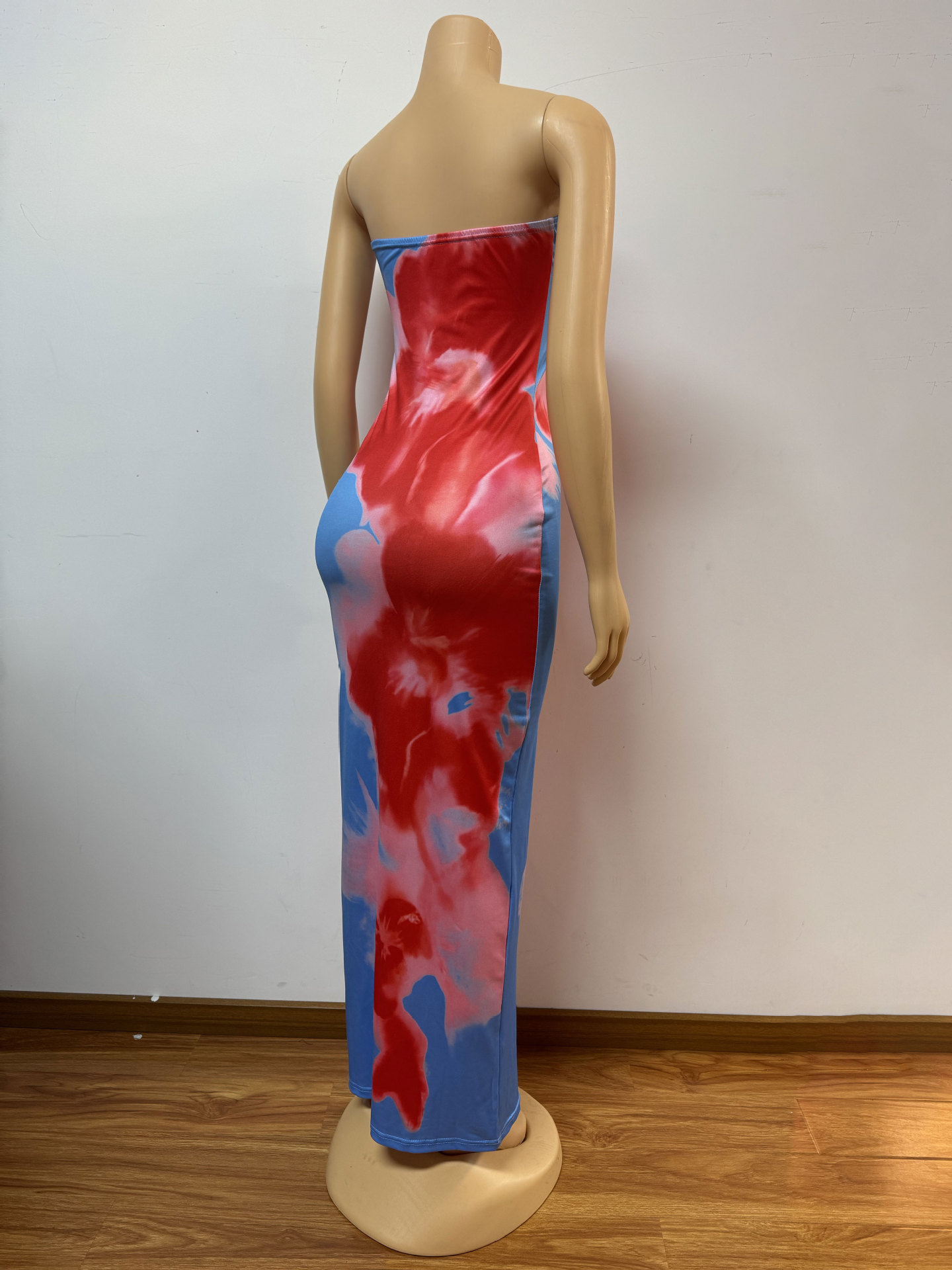 Women's Slim Fit Strapless Floral Dress Backless Long Skirt For Fashion_ecoleips.com