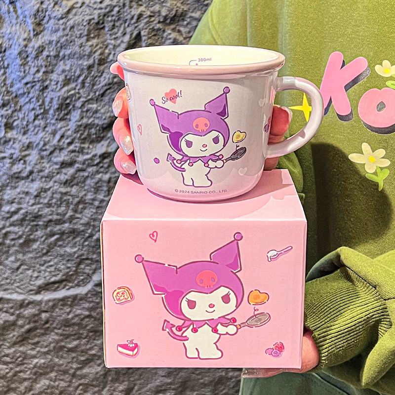 Sanrio serie de tazas de familia tazas de cerámica tazas de desayuno tazas de leche de alta calidad de cara chica hermosa escala de dibujos animados tazas