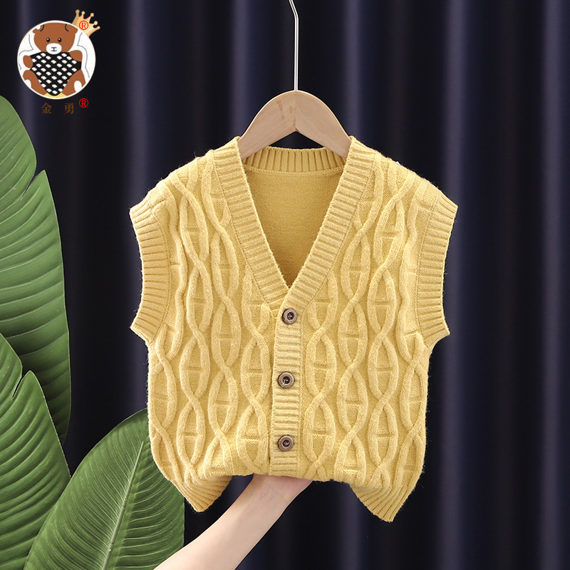 [Jin Yong] entrega de una pieza estilo coreano 2021 otoño ropa para niños suéter para niños y niñas Chaleco de torsión cardigan
