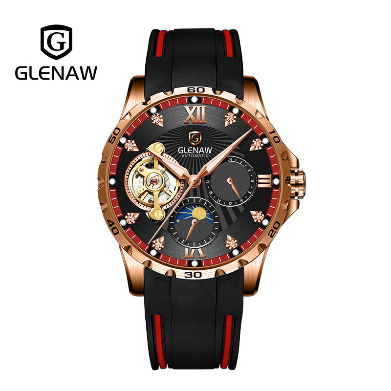 Đồng hồ nam tự động Glenn skeleton lộ máy dạ quang thể thao