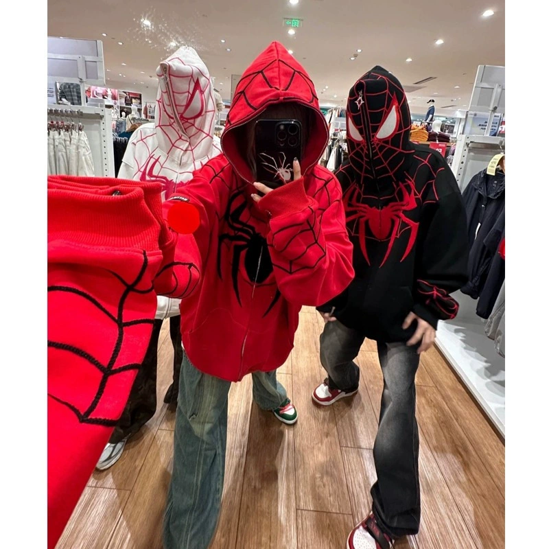 Американский ретро-дизайн Spider-Man молния кардиган свитер женский весна-осень новое Свободное пальто оверсайз