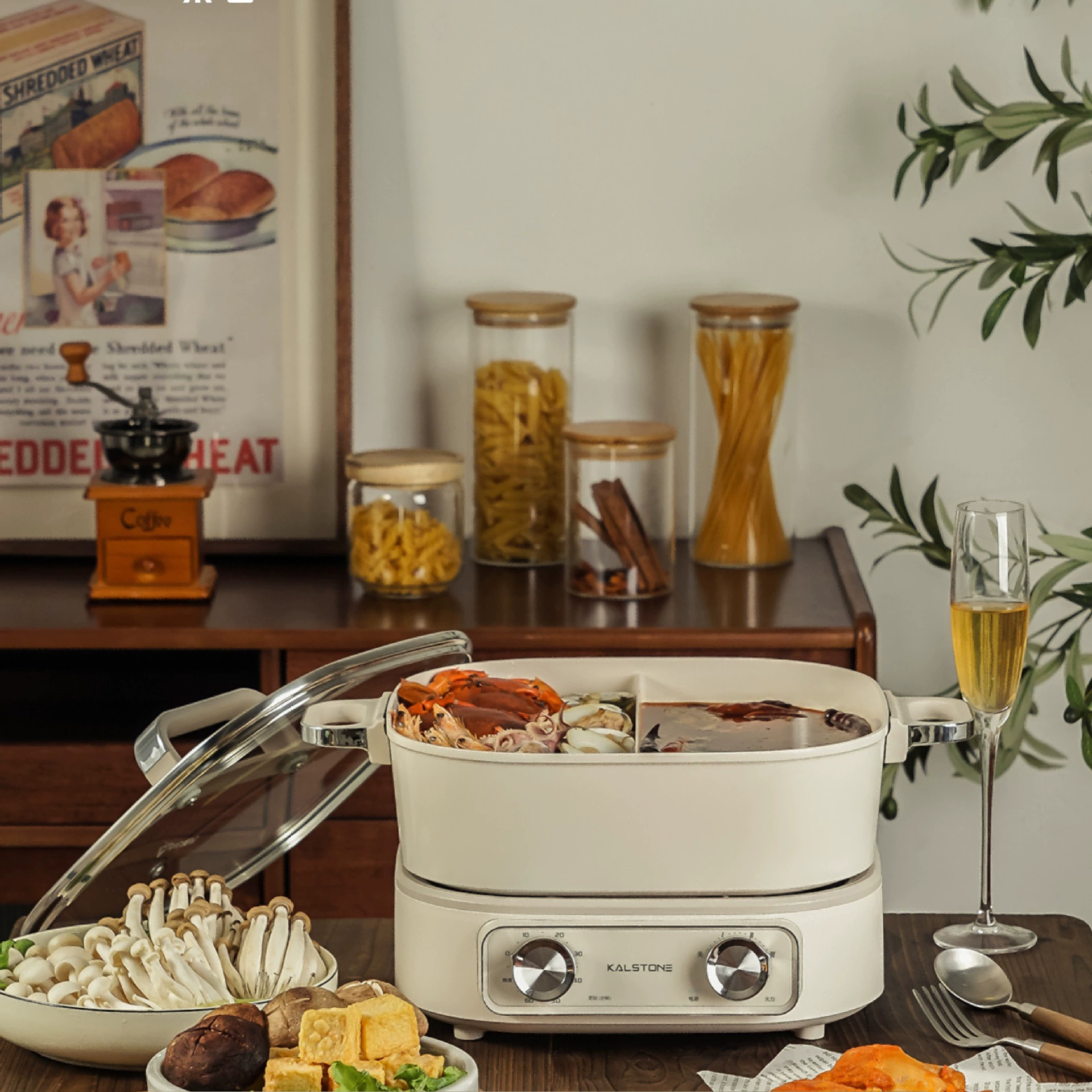 Бесплатная доставка Nest Stone N1 электрическая кастрюля многофункциональная кастрюля для приготовления пищи yuanyang кастрюля электрическая кастрюля разделенная электрическая кастрюля бытовая оригинальная