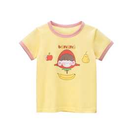儿童打底衫夏季新品 韩版童装女童宝宝卡通套头短袖T恤上衣薄款潮