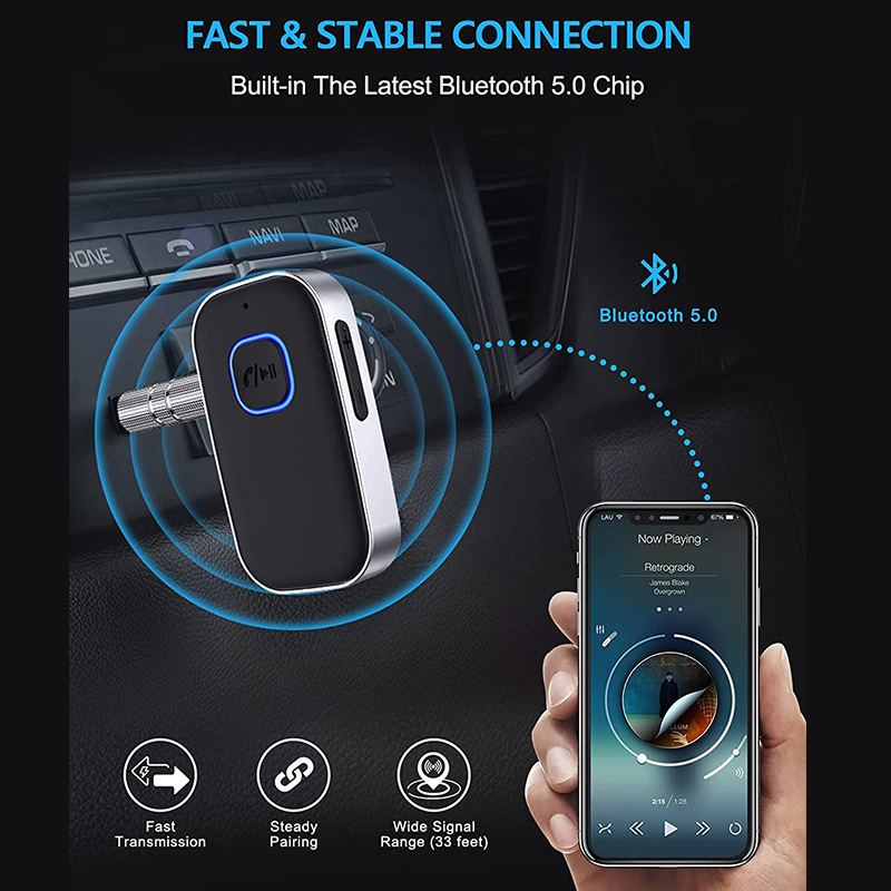 J22 receptor Bluetooth con micrófono aux amplificador de audio del coche 3,5mm convertidor de audio inalámbrico Bluetooth