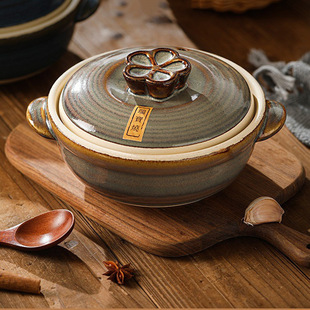 Earth Casserole Soup Stew Pot Household Gas Stove Special Old-fashioned Small Casserole Wok Pot Dry-burning Ceramic Stone Pot Rice Pot