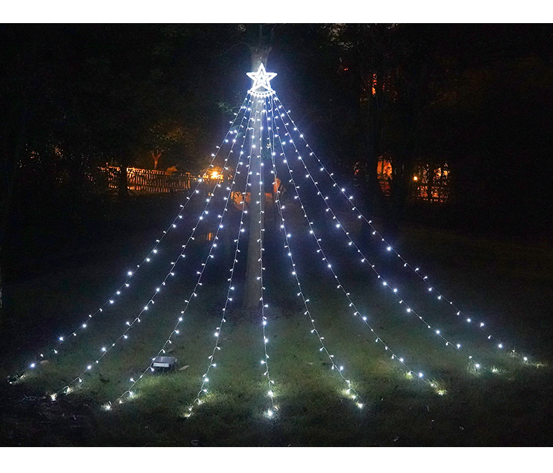9 LED five-pointed star lights, trailing star waterfall lights, outdoor courtyard, holiday and Christmas decorative lights pic 6