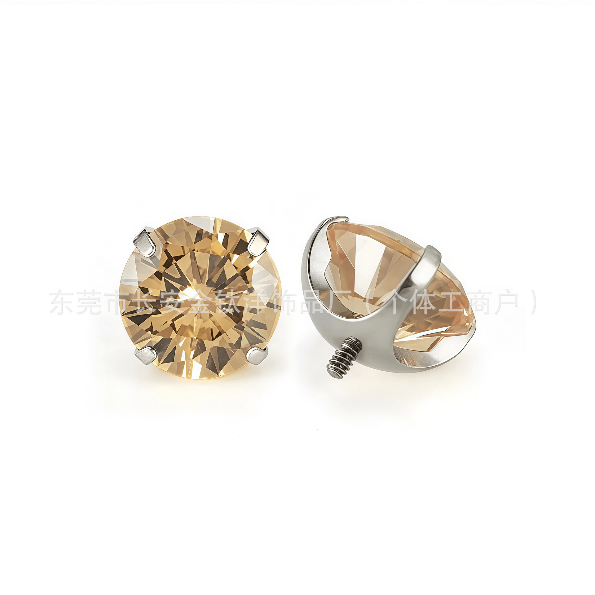 ASTM F136 Titanium Round Bottom Claw with Zircon Ear Bone Nail Lip Nose Nail Earring G23 Titanium Alloy Piercing Jewelry detail image 7