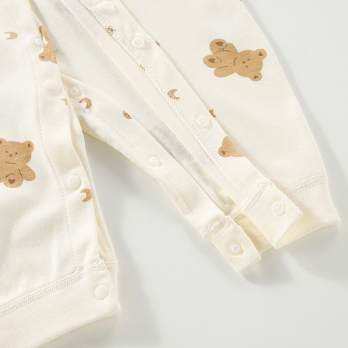 New spring and autumn baby jumpsuit long-sleeved baby hoodie pure cotton bottoming underwear newborn crawling suit boneless pajamas