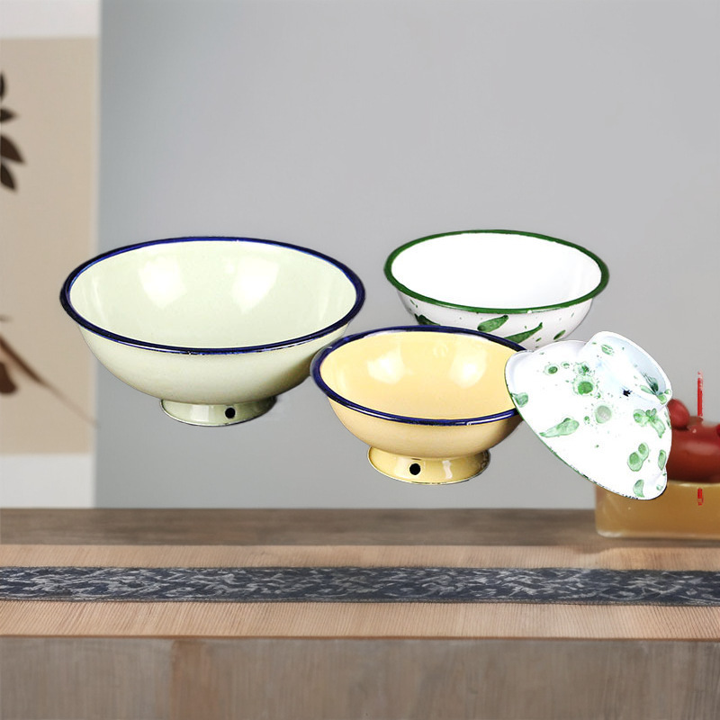 Old-Fashioned Retro Nostalgic Enamel Ice Flower Bowl Tableware Set for Street Hot Pot Skewers Spicy Hot Pot Dipping Sauce Iron Plate Dish Old-Fashioned Retro Nostalgic Enamel Ice Flower Bowl Tableware Set for Street Hot Pot Skewers Spicy Hot Pot Dipping Sauce Iron Plate Dish