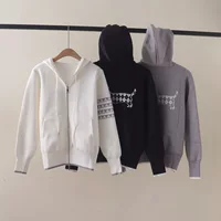 Demi‑season knitted hooded jacket, long sleeve with drawstring, sizes S–L