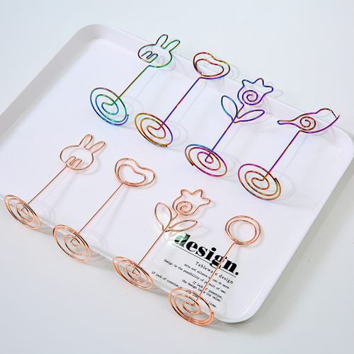 Creative cute metal memo clip, colorful photo holder, wedding guest seat card holder, name card holder, message clip