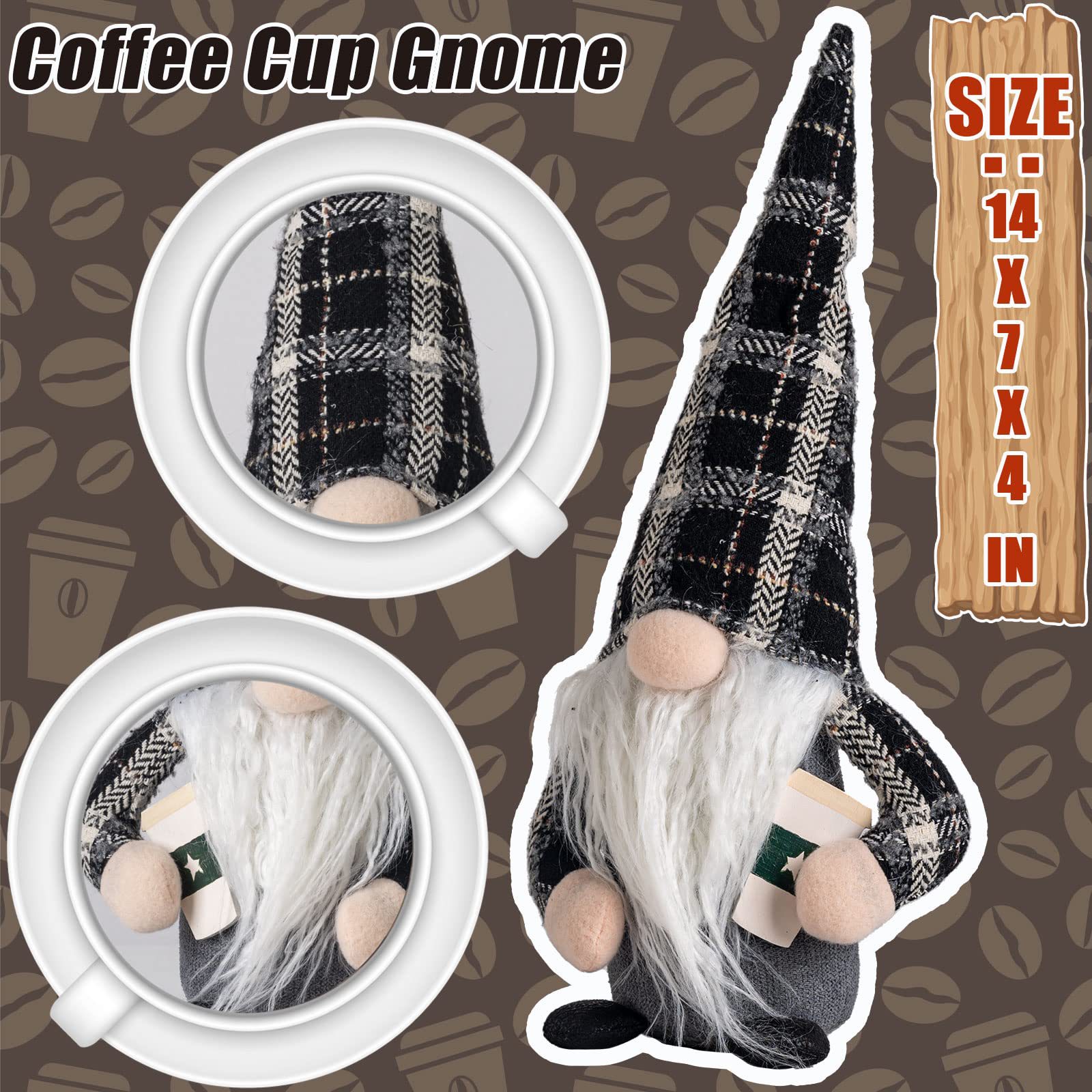 Cruzar la frontera nueva muñeca sin rostro de punto café de molienda a mano decoraciones navideñas muñeca sin rostro decoración del hogar