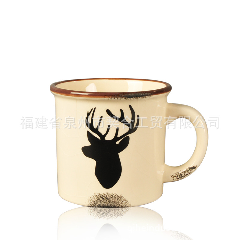 Taza de punto en relieve de esmalte de imitación antigua taza de té de cerámica retro japonesa taza de agua taza de café taza de leche