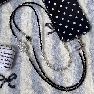 Heavy Industry Crystal Pearl Chain Small Bag Women's Flash Diamond Small Bag Woven Waist Chain Decorative Diagonal Belt Mobile Phone Chain Trendy