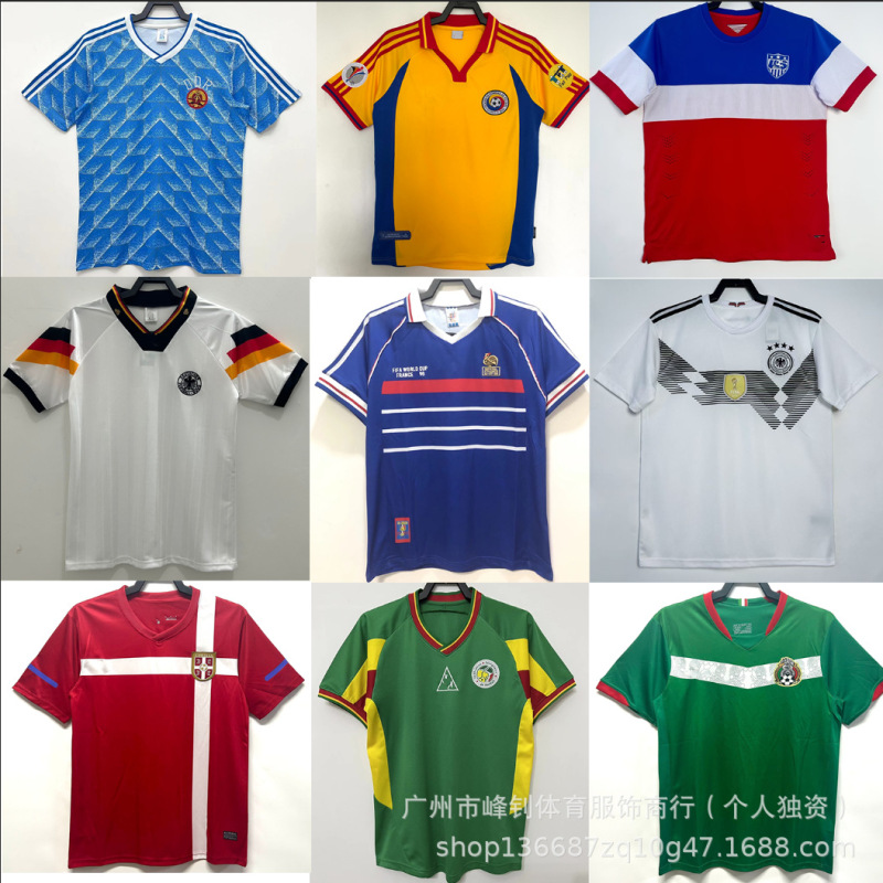 World Cup Retro Football Jerseys Argentina England Brazil Classic Jerseys Cross-Border In-Stock Short-Sleeved T-Shirts