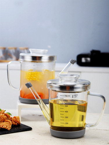 Glass Oil Filter Jug Household Soup Oil Dual-Use Filtration Tool Kitchen Oil Sediment Separator Oil Storage Tank Large-Capacity Oil Pot Bottle