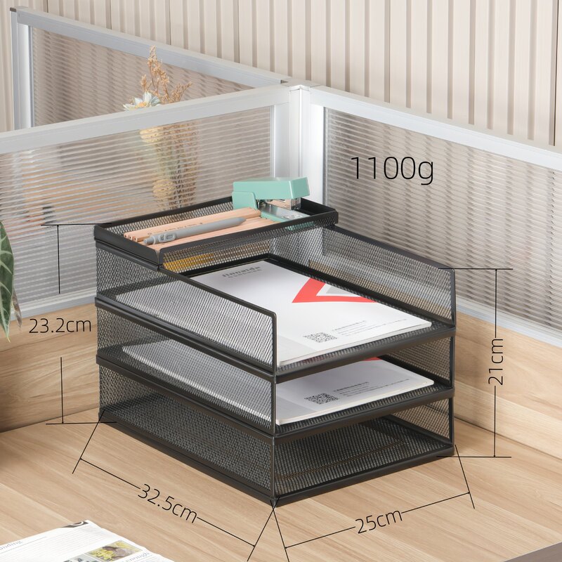A4 Iron Stacked File Tray File Rack Multi-Layer Combination Stationery Office All-Metal Desk Desktop Tidy
