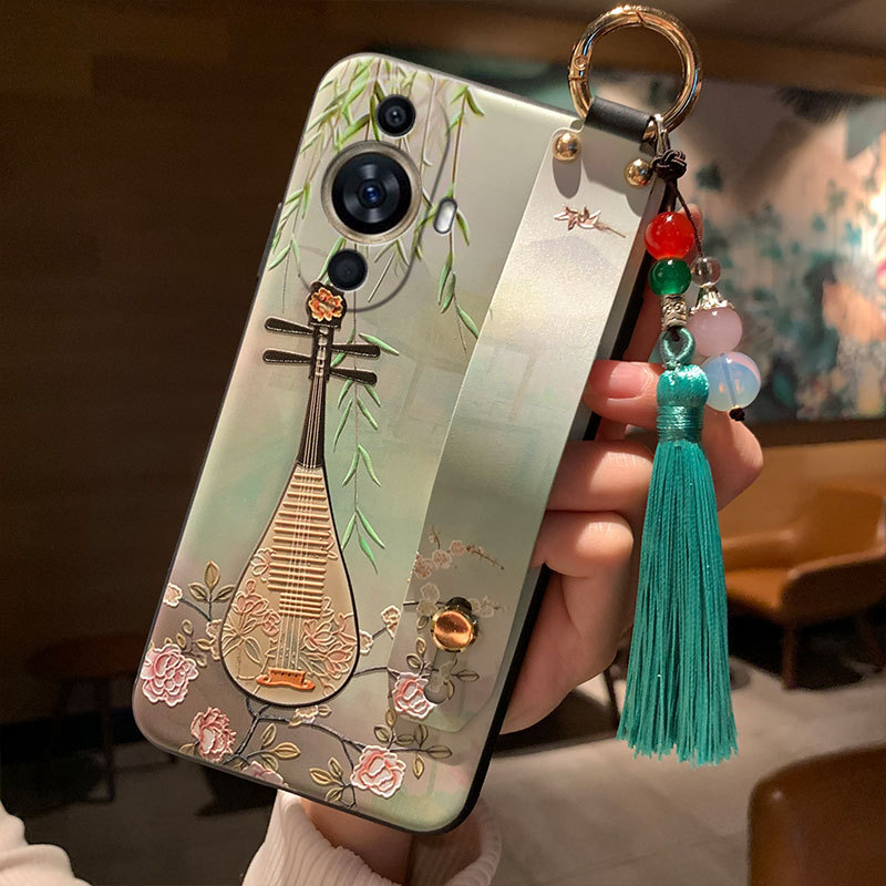 Pipa Flower and Bird Wristband Suitable for Huawei Nova11Pro Mobile Phone Case, Personalized 10 Diagonal Cross-Strap Protective Cover, Anti-Fall