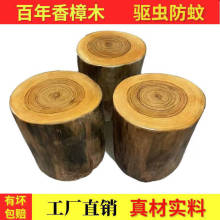 香樟实木根雕凳子原木树桩圆凳树木墩底座摆件家用茶几木头凳大板