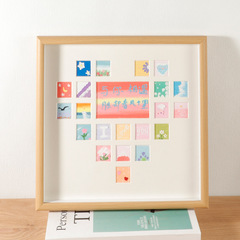 A set of DIY colorful oil pastel heart-shaped grid picture frames, perfect as a birthday gift for friends