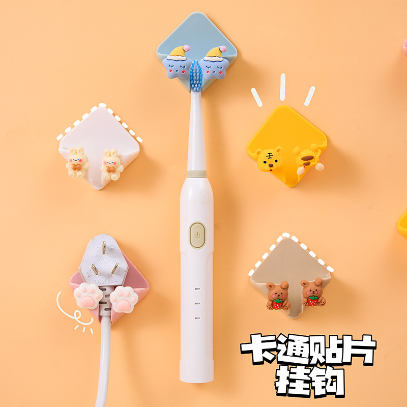 Cute Cartoon Punch-Free Multifunctional Hook Creative Plug Toothbrush Storage Holder Power Cord Storage Rack Cute Cartoon Punch-Free Multifunctional Hook Creative Plug Toothbrush Storage Holder Power Cord Storage Rack