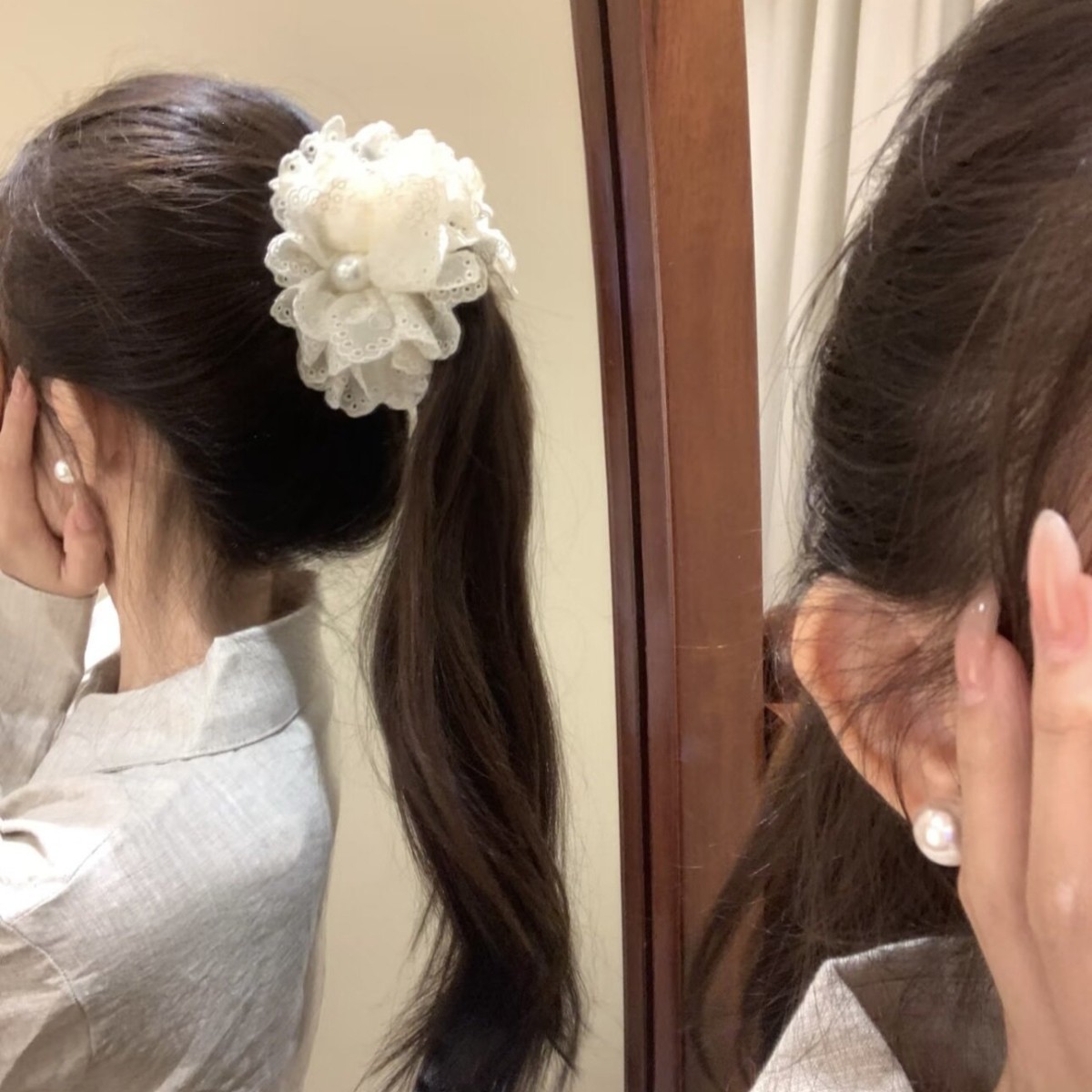 large Claw Clips For Thick Hair No Slip Alligator Clips For Makeup Assorted Hair Clips Bulk Women Vintage Banana Hair Clips 90s Milky Apricot Lace_voghion.com