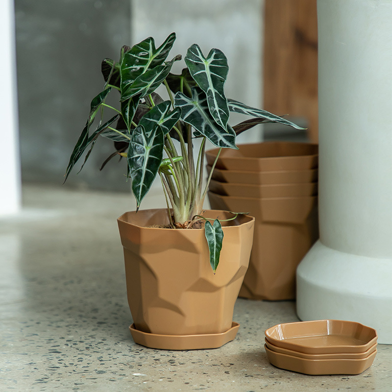 Maceta de Resina Plástica, Estilo Cerámica Nórdica, Grande, para Interior/Balcón, Redonda