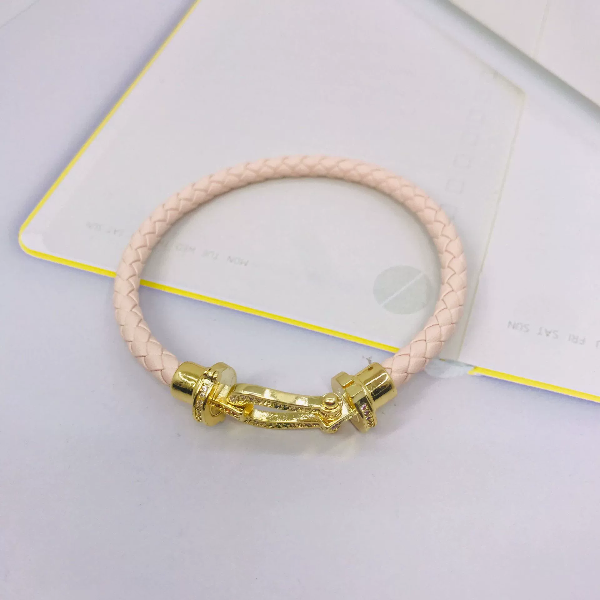 Плетеный кожаный шнур из ПУ, полосатый плетеный канат, блестящая пряжка в форме подковы, парный стиль, браслет-манжета с полным бриллиантовым покрытием