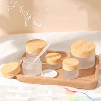 Оптовая продажа, стеклянная бутылка с деревянным рисунком, кремовая бутылка, матовая кремовая бутылка, бутылка для крема для глаз, 30 г, портативная косметическая бутылка