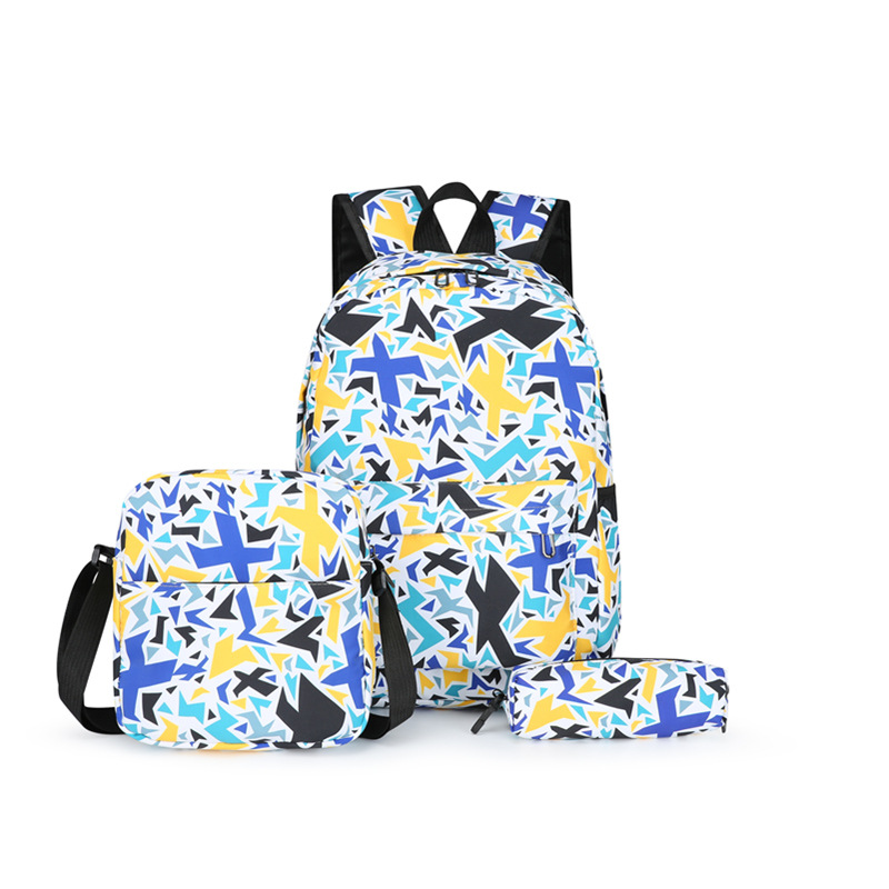 2023 New Three Piece High Capacity Backpack Student School Bag Unisex Leisure Printing Backpack