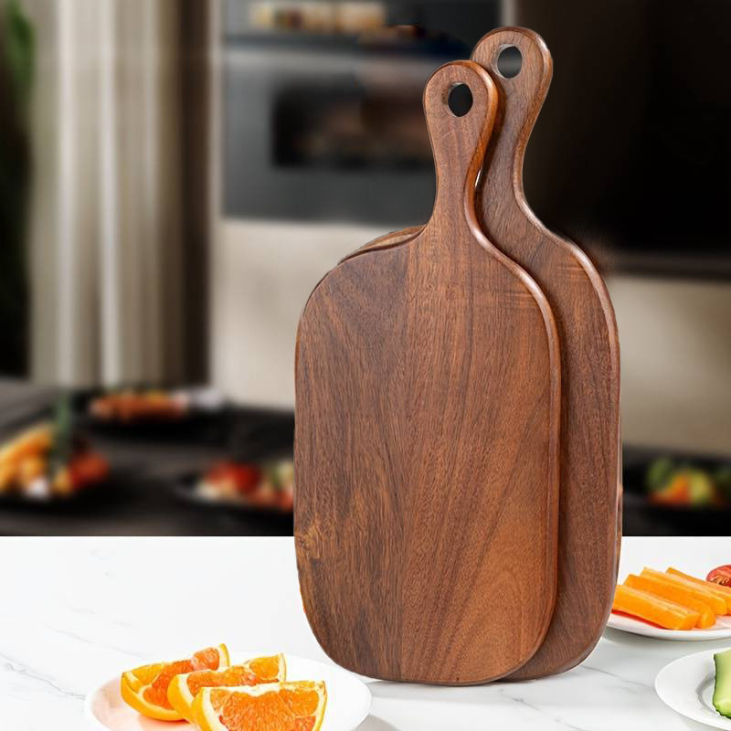 Solid wood handle cutting board Acacia wood tray cutting board household vegetable cutting board pizza steak fruit bread board