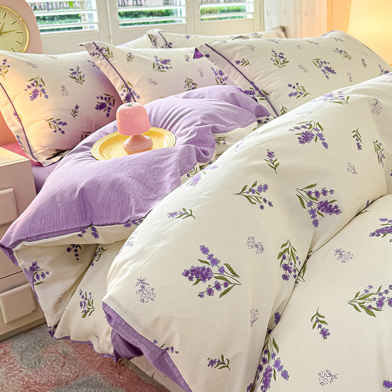 Cama de algodón fresca pequeña de cuatro piezas de algodón puro Xinjiang 2025 nueva funda de edredón sábana ropa de cama de tres piezas