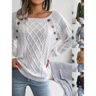 C 28757 Square neck twist knit sweater ���Iᔿ��黨ë��