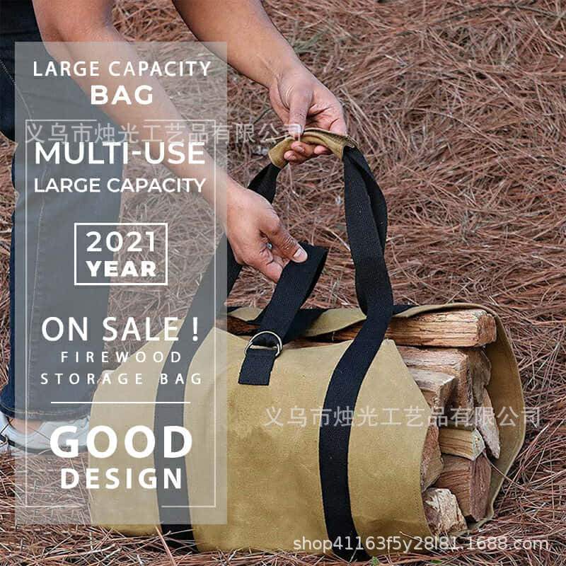 Bolsa de almacenamiento de leña portátil transfronteriza bolsa de organización de leña bolsa de almacenamiento de madera al aire libre de gran capacidad bolsa de transporte de registro
