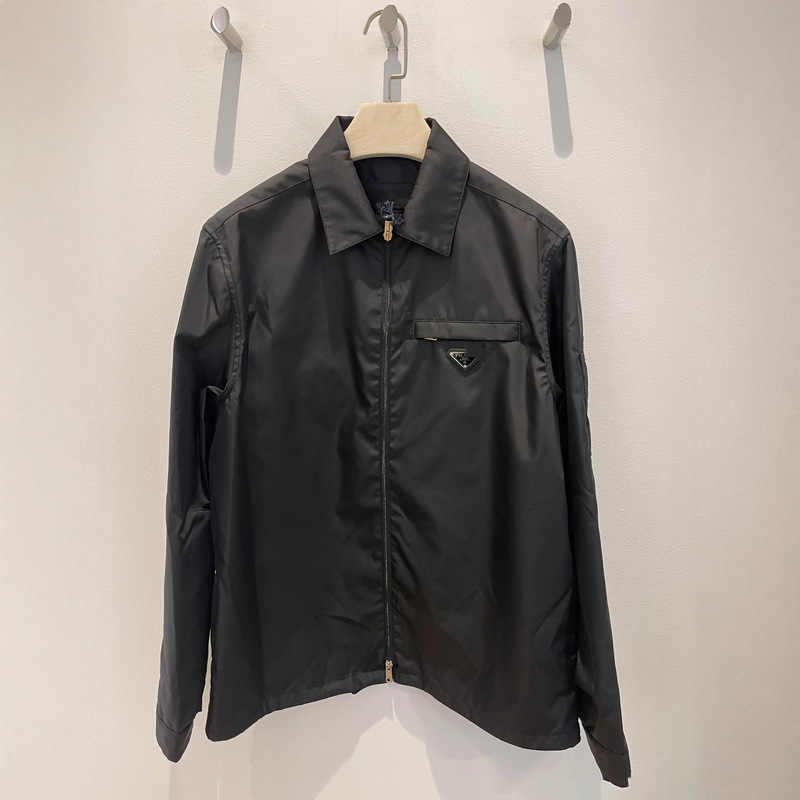 Cross-Border 2025 Early Autumn New Model Original P Brand Triangle Iron Logo Nylon Fabric Fashion Lapel Business Jacket
