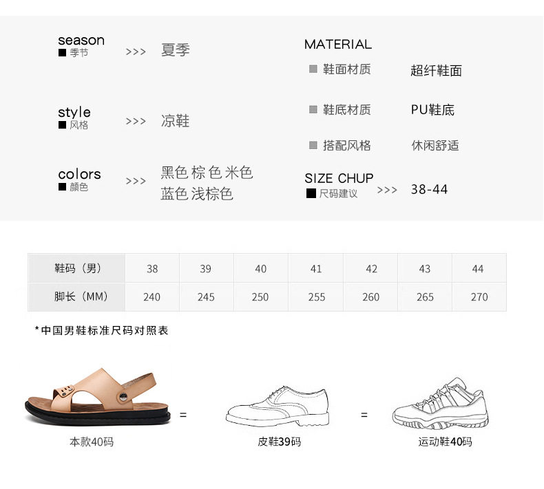 Dép sandal nam quai ngang hở ngón thoáng khí đi biển — Màu nâu, Xanh lam đậm, màu nâu đỏ, Đen toàn bộ chi tiết 7