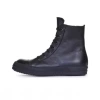Pure black high-top thin shoelaces