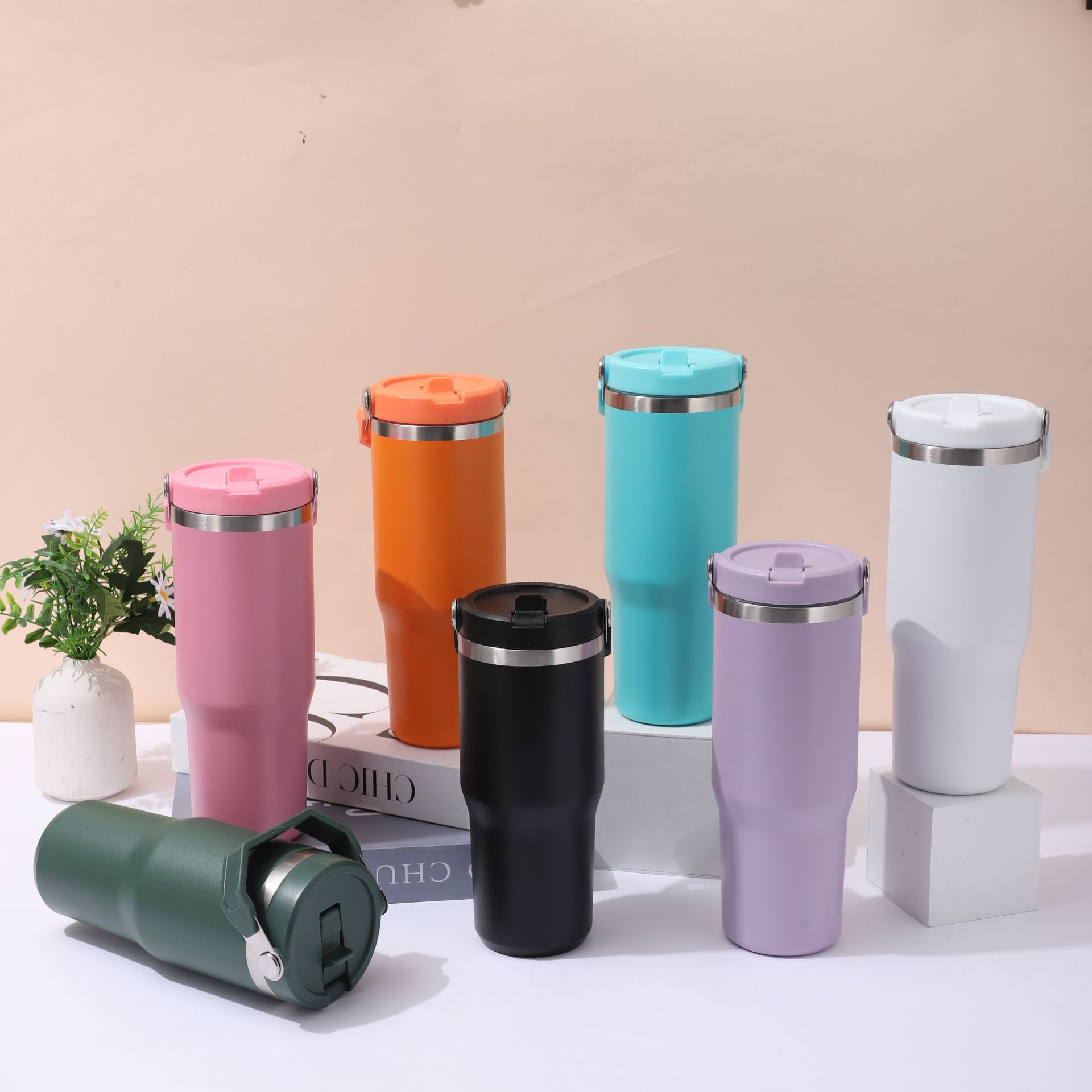 史丹利同款30oz提手汽车杯大容量304不锈钢保温杯吸车载保温杯