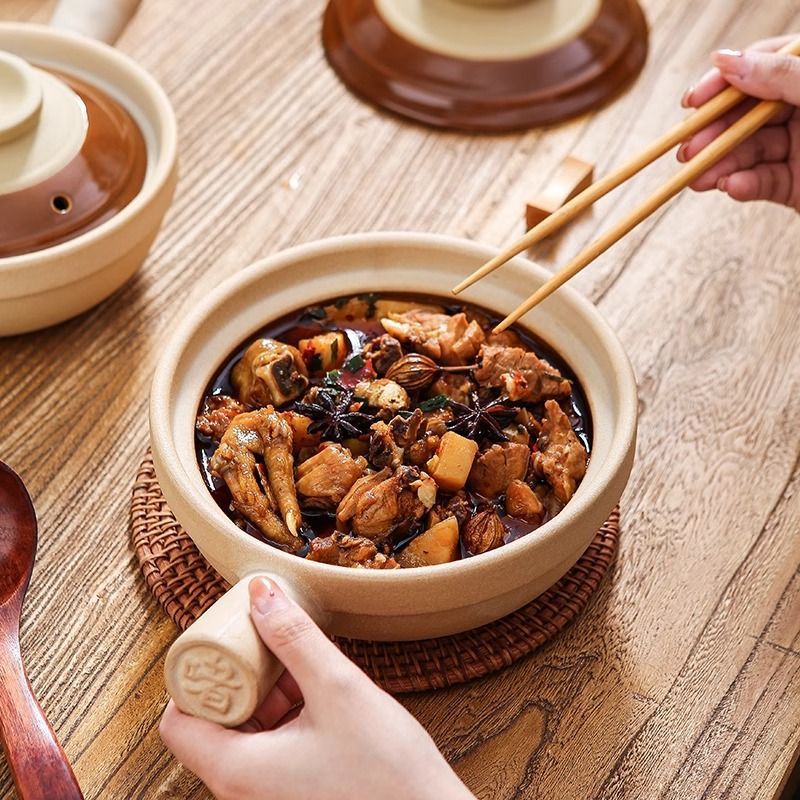 郸韵中式陶土砂锅商用干烧煲仔饭机专用正宗老式土陶手柄